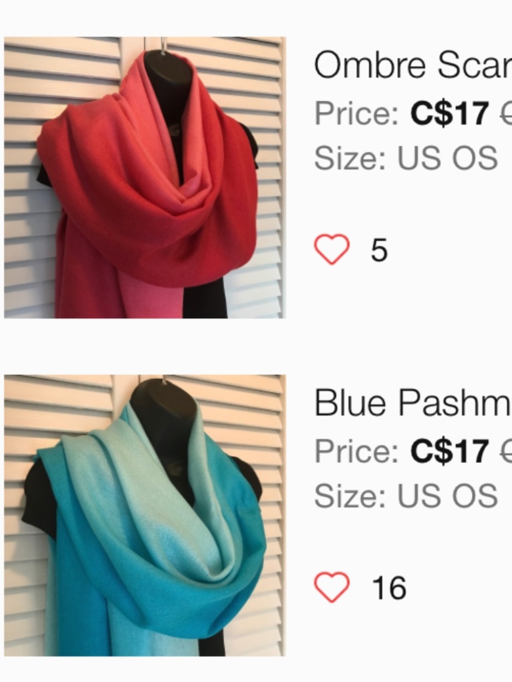 2 Pashmina Scarves